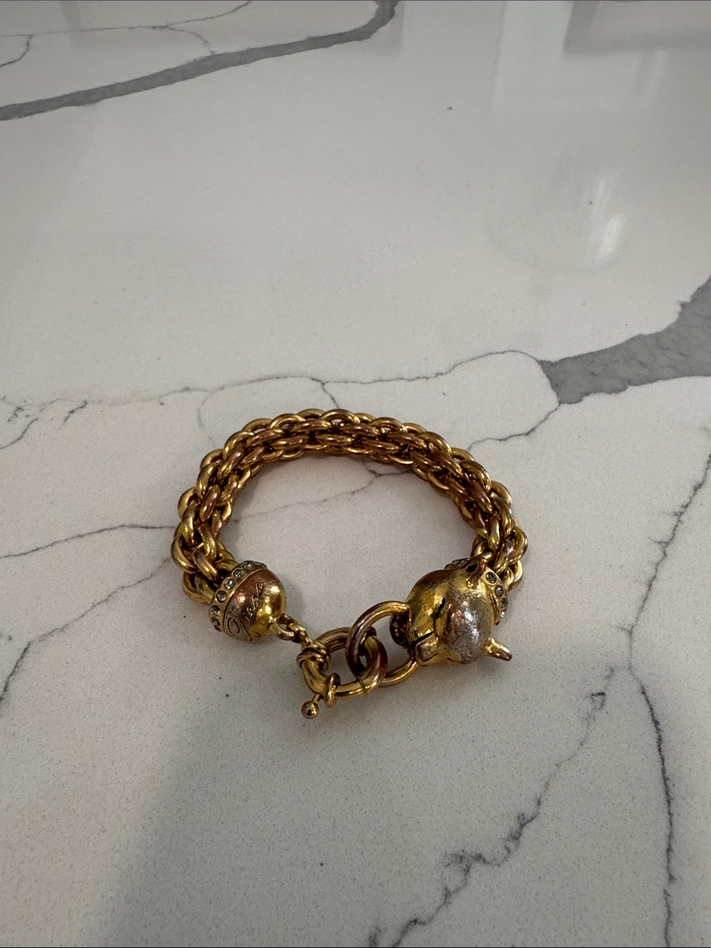 Guess Gold-Tone Rope Chain Bracelet with Toggle Clasp